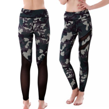 Boa qualidade barato esportes fitness camuflagem leggings calças de yoga com malha